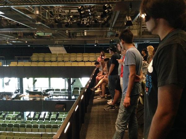 Another group gets a look at the Wyly Theatre. Photo credit: Lauren Aguirre