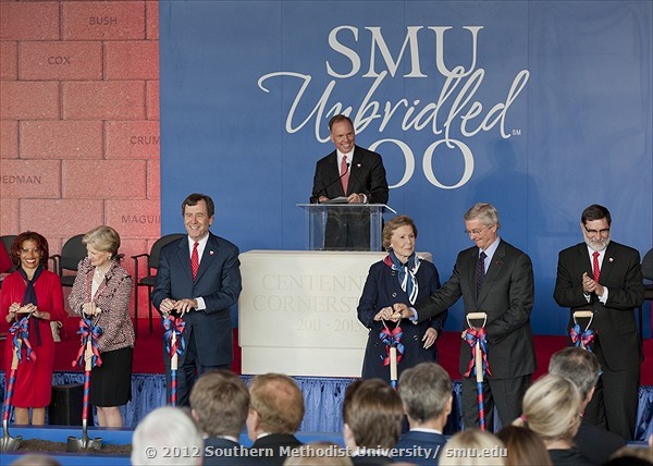 Members of SMU's administration at one of the many SMU groundbreakings with the SMU Unbridled Campaign. Photo credit: SMU