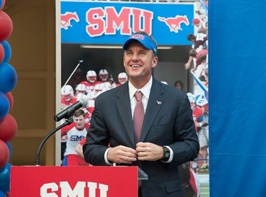 Chad Morris at his introductory press conference on Dec. 1, 2014 (photo courtesy: SMU)