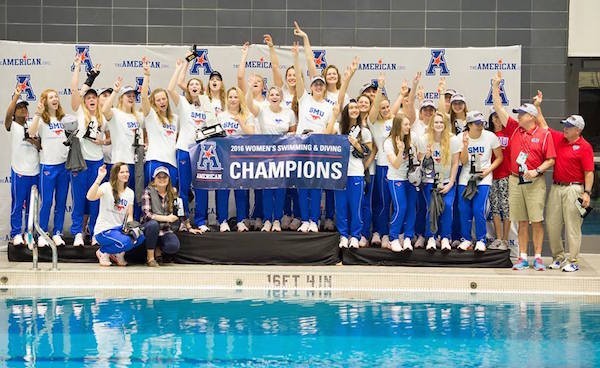 The SMU womens swimming and diving team won its second consecutive American Athletic Conference Championship. Photo credit: SMU Athletics Website