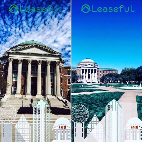Leaseful used the Snapchat geofilter several times on SMUs campus: on the Quad, in Moody Coliseum when SMU plated UCONN and around the new Residential Commons. Photo credit: Leaseful