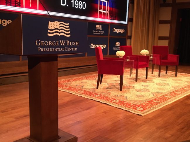 Inside the George W. Bush Presidential Center where Jim Lehrer gave his speech. Photo credit: Klara Bradshaw