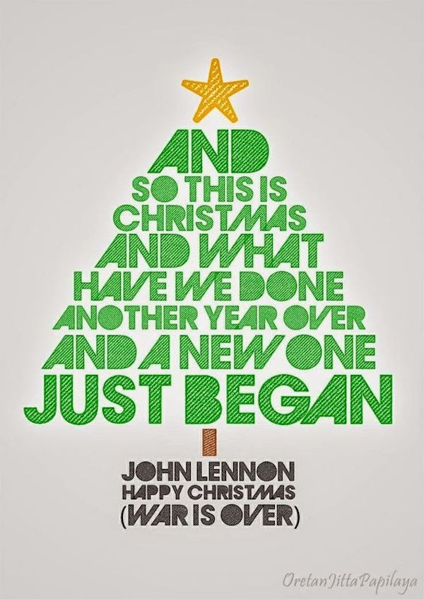 John Lennons Happy Christmas song lyrics. Photo credit: Pinterest