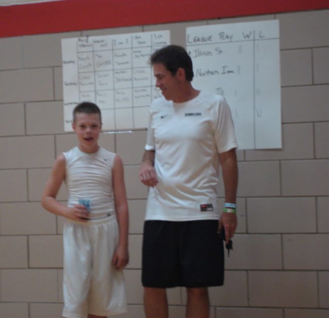 Tim Jankovich with his son, Michael, at a basketball camp when Michael was in elementary school. (Photo credit: Tim Jankovich)
