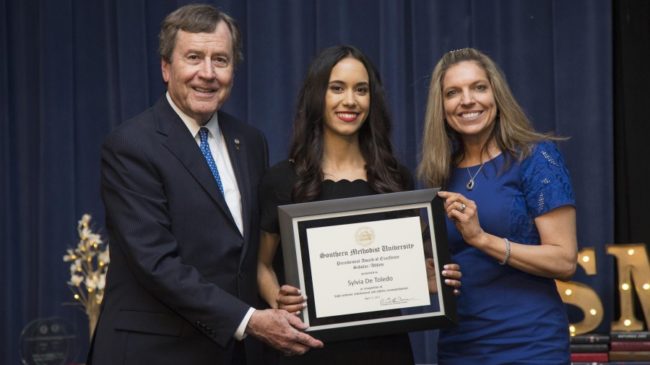 de Toledo awarded the Presidential Award of Excellence. Photo credit: SMU Athletics