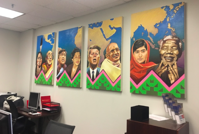 Mural created by Juan Castillo for Office of Multicultural Student Affairs Photo credit: Kim Strelke