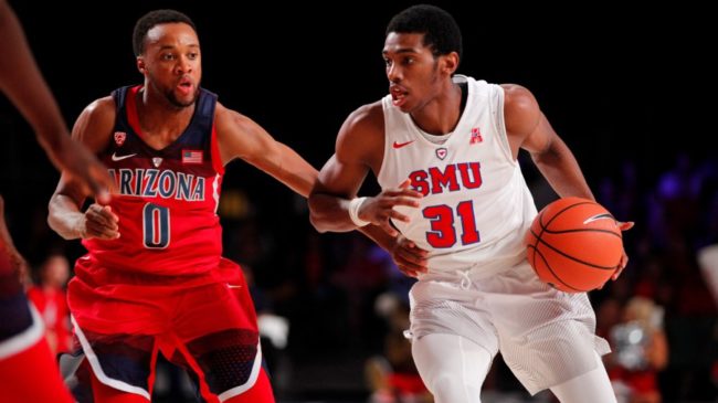 After sitting out a season following his transfer from Arkansas, Jimmy Whitt helped the Mustangs defeat Arizona 66-60. Photo credit: SMU Athletics
