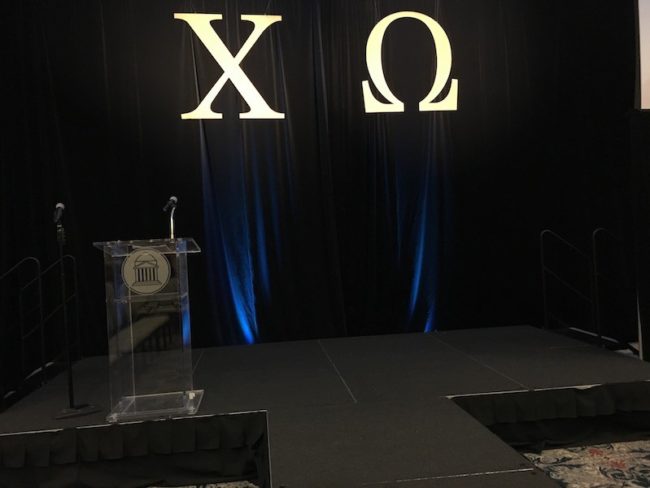 The stage at the Chi Omega Fashion Show event. Photo credit: Harriette Hauske