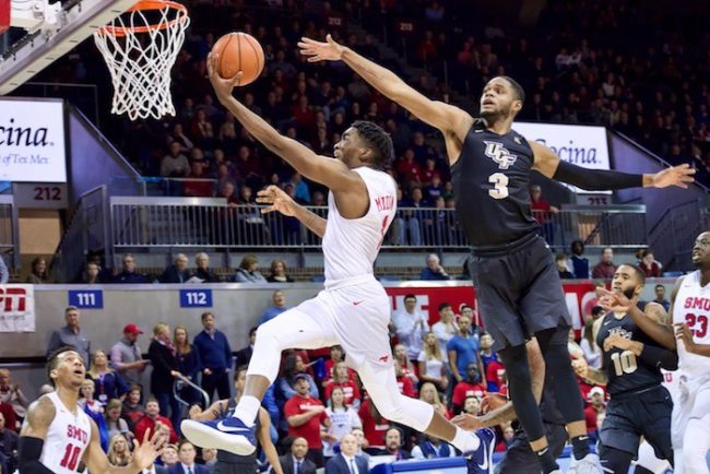 Shake Milton goes up for a shot as UCFs A.J. Davis tries to block. Photo credit: Shelby Stanfield