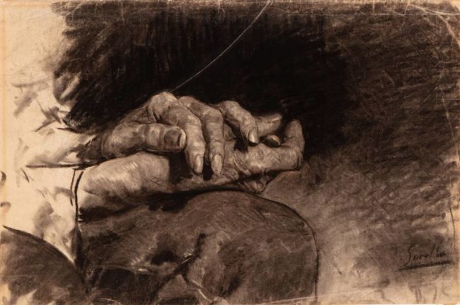 A charcoal composition by Joaquín Sorolla y Bastida (1863-1923.) This image was provided by the Meadows Museum. According to the Museum, this drawing was originally a gift to Sorollas professor, Francisco Domingo Marqués. Marqués is represented in three works in the Meadows Museum. Photo credit: Meadows Museum