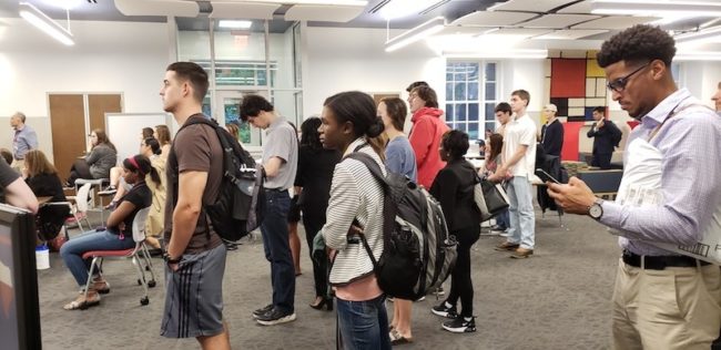 Fondren standing crowd debate watch party 2018 smu.jpg