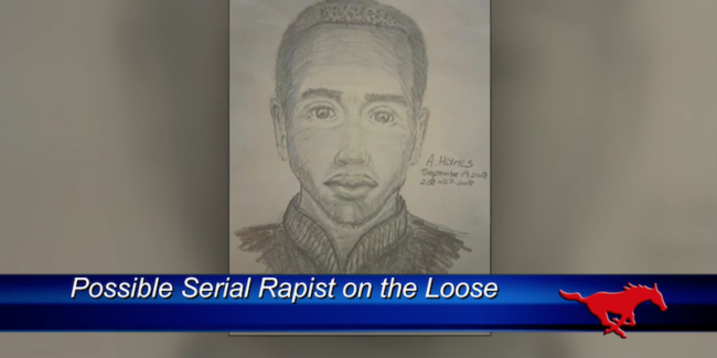 Dallas Police search for the sketch of this man, who they believe is a serial rapist. Photo credit: CNN
