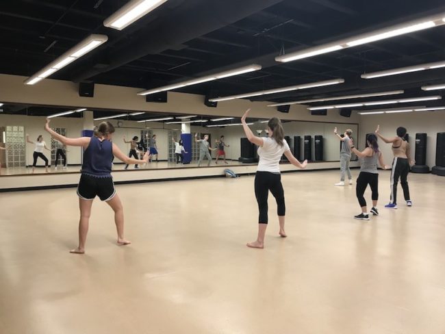Students learn choreography at SMU Hip Hop Club Photo credit: Doreen Qin