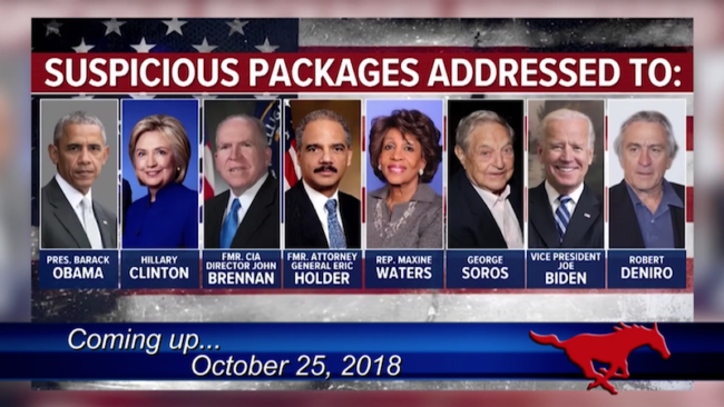 Suspicious packages were addressed to various politicians. Photo credit: CNN