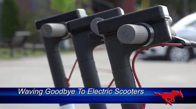 University Park waves goodbye to the bird scooter. Photo credit: Smu Tv
