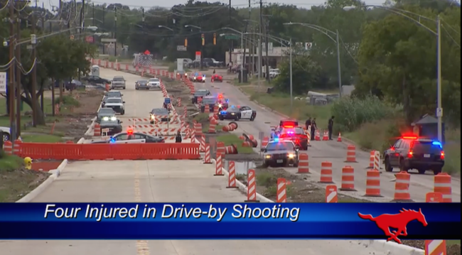 Four people are injured after a drive-by shooting in North Texas. Photo credit: smutv