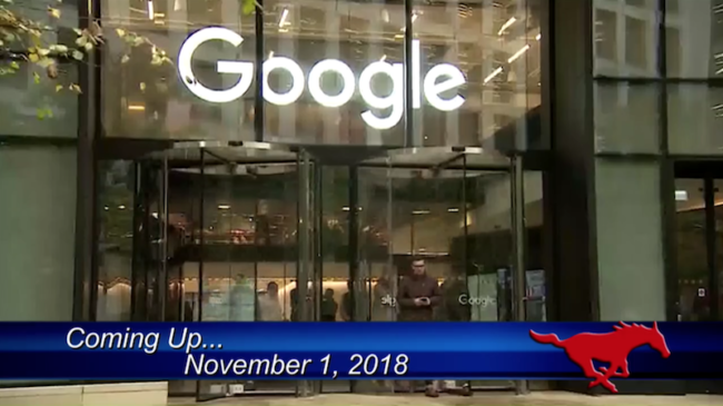 Google employees walk out. Photo credit: CNN