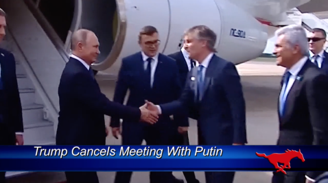 Vladimir Putin exits his plane. Photo credit: CNN