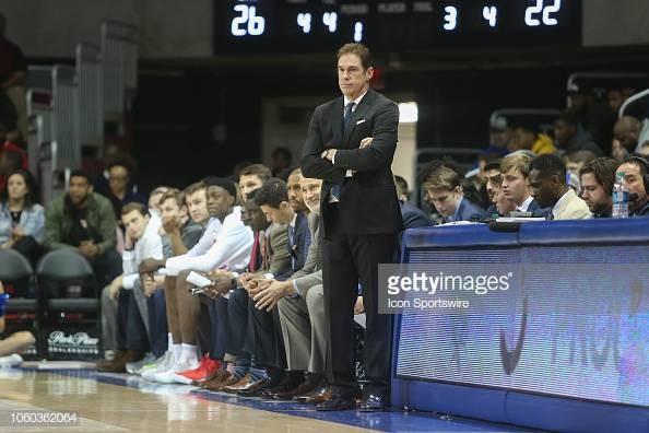 DALLAS, TX - NOVEMBER 11: Southern Methodist Mustangs head coach Tim Jankovich looks on during the game between SMU and Southern Miss on November 11, 2018 at Moody Coliseum in Dallas, TX. (Photo by George Walker/Icon Sportswire via Getty Images)