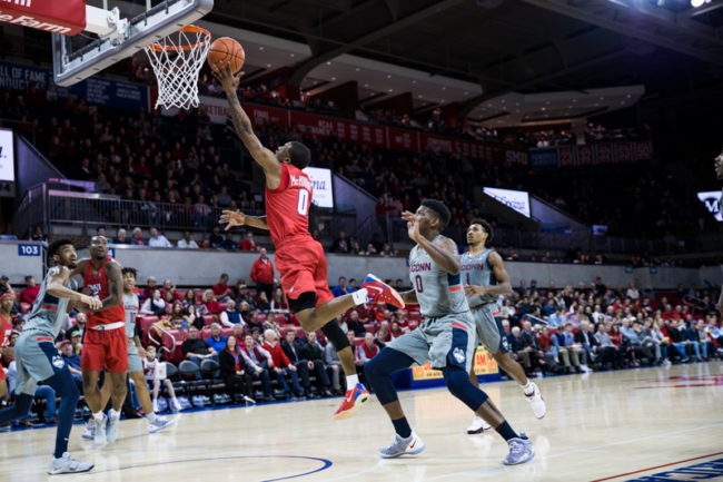 Jahmal McMurray recorded 25 points against UConn. Photo credit: Zach Fiedler