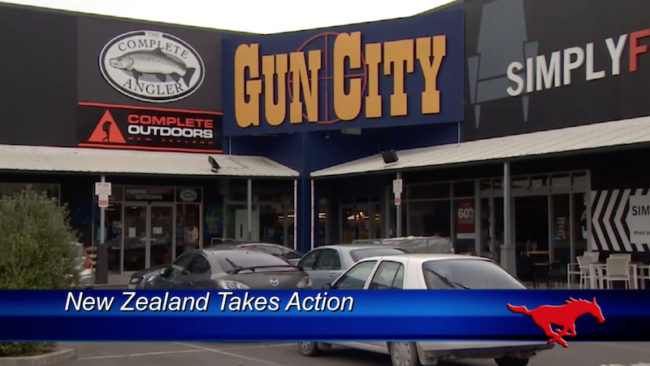 Outside of a gun store in New Zealand. Photo credit: CNN