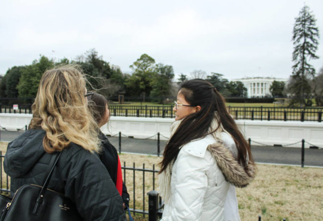 SMU+Tower+Scholars+discuss+the+changing+nature+of+politics+in+front+of+the+White+House%2C+Sunday+Feb.+24%2C+2019+in+Washington+D.C.+Photo+credit%3A+Hannah+Miller