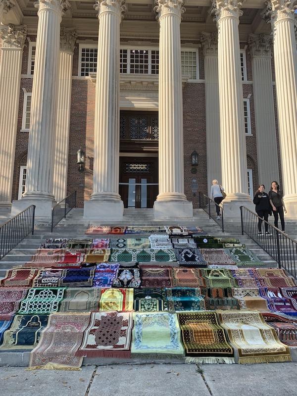 Prayer Rugs on Steps of Dallas Hall