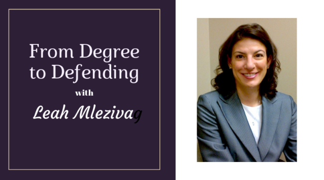 SMU Alumna Leah Mleziva shares her post-grad story into law and the world of defense. Photo credit: Canva