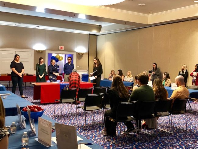 Psi Chi inducted three new members in the Hughes-Trigg Ballroom. Photo credit: Summer Rye