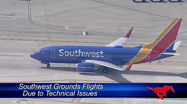 Southwest Airlines grounds flights due to technical issues. Photo credit: CNN