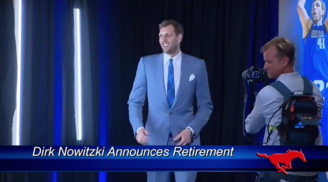 Dirk Nowitzki announces his retirement. Photo credit: CBS