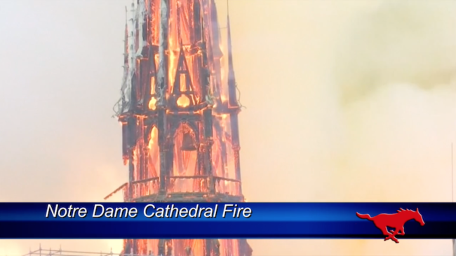Notre Dame in Paris, France on fire. Photo credit: CNN