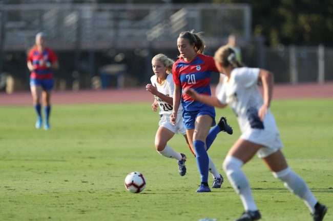 Allie Thornton reached 30 career goals in Friday nights game against Northern Colorado. Photo credit: SMU Womens Soccer