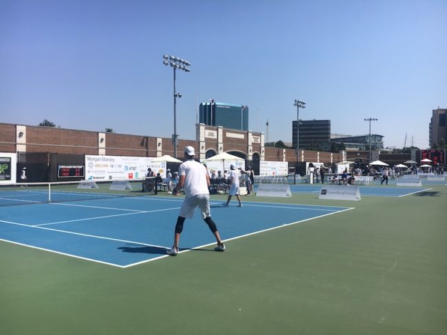 NBA players take the court at Dirk Nowitzkis annual charity tennis tournament. Photo credit: Kiley Hession