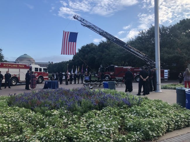 Ladder Truck Hoisting 9/11 Flag