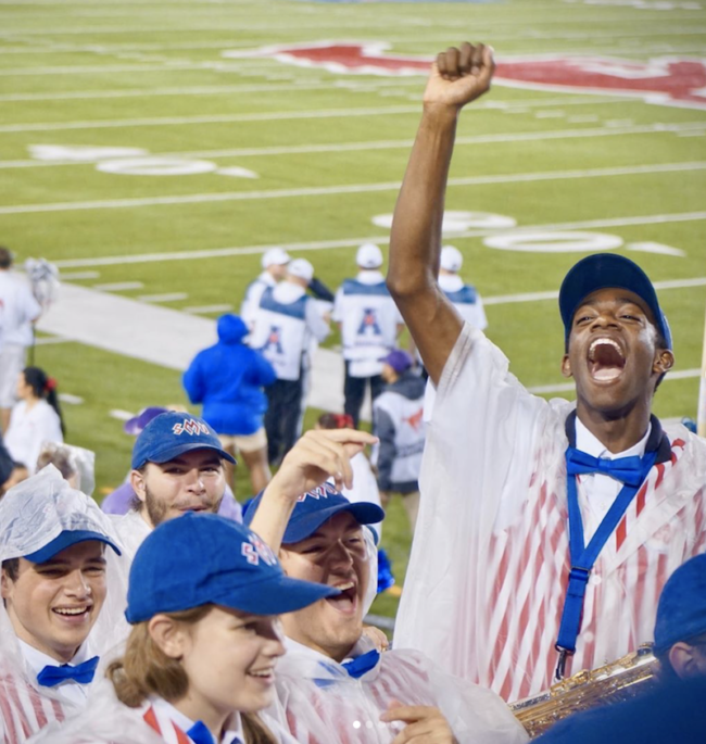 The band is responsible for bringing a sense of spirit and community to SMU game days. Photo by SMU Mustang Band.