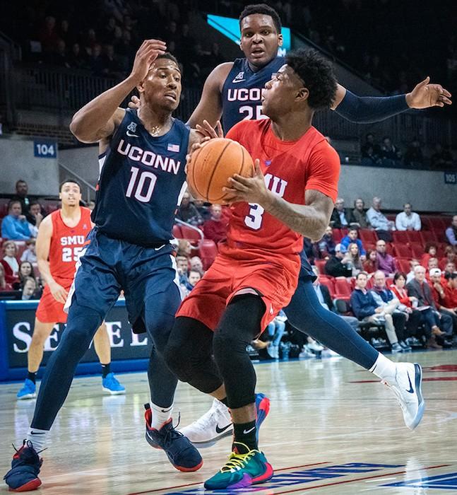 Kendric Davis recorded 19 points against UConn on Wednesday night. Photo credit: Julia Depasquale