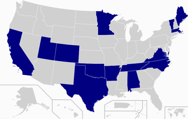 A map highlighting the states holding primary elections on Super Tuesday. Photo credit: Wikimedia