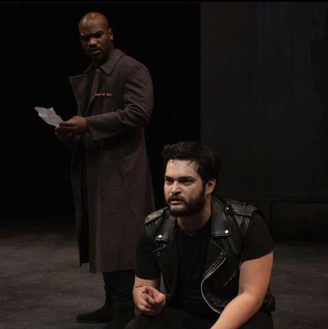 Galen Sato in the black leather jacket. Photo credit: SMU Theatre
