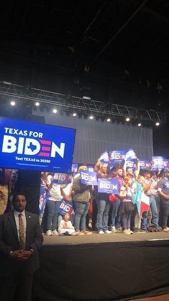 Supporters onstage during the rally.