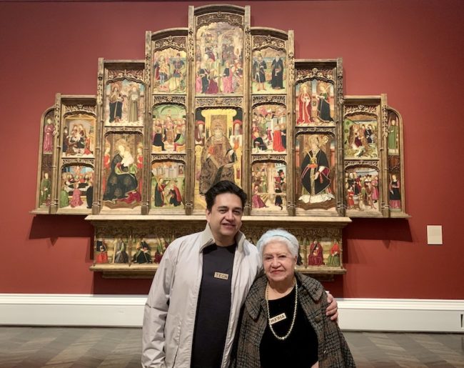 Tech Guerrero (left) and his mother, Maria Luisa, in the Meadows Museum gallery on Feb. 12, 2020. Photo credit: Dylan Thomas