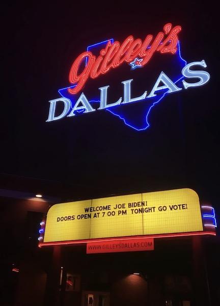 Gilley's Dallas hosted Joe Biden's rally in Dallas, Texas, on March 2.