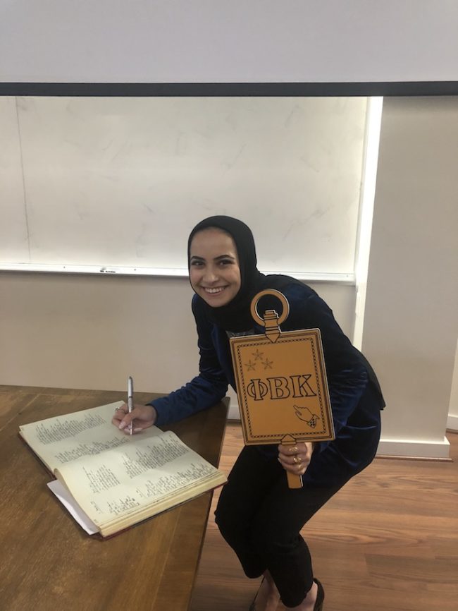 Sanaa joining Phi Beta Kappa, the oldest national honor society in the United States.