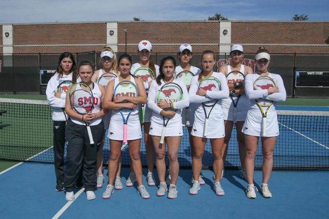 The remainder of the SMU women's tennis season was canceled due to the coronavirus pandemic. Photo credit: Claudia Bartolome