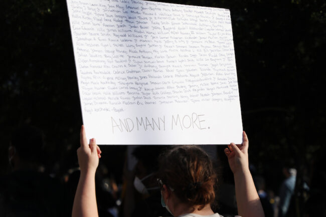 An attendee at a Dallas vigil in response to police brutality across the nation