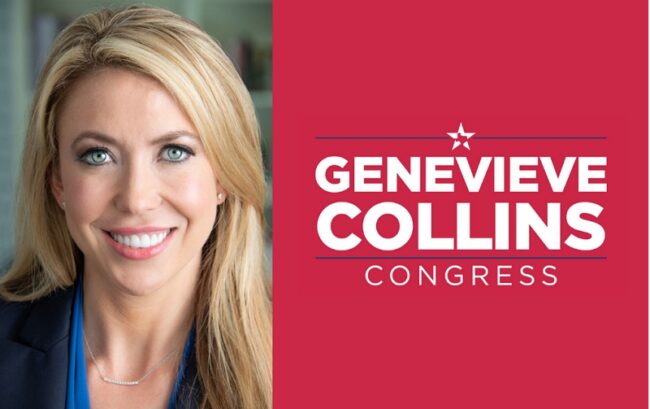 Campaign headshot of Republican challenger for TX-32 Genevieve Collins. Photo credit: Collins for Texas