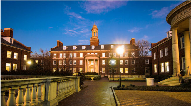 The Cox School of Business at night Photo credit: SMU