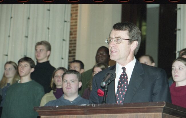 President Turner speaks at Celebration of Lights in 2001.