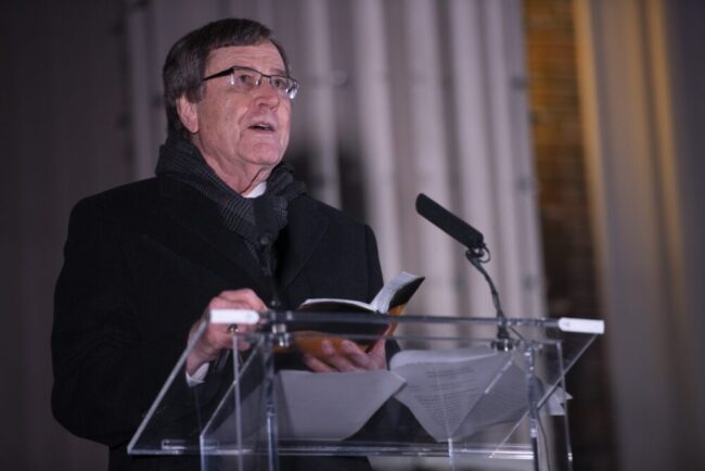 President Turner with his personal Bible at Celebration of Lights. Photo credit: SMU
