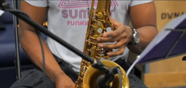 Spencer Roberts playing the saxophone